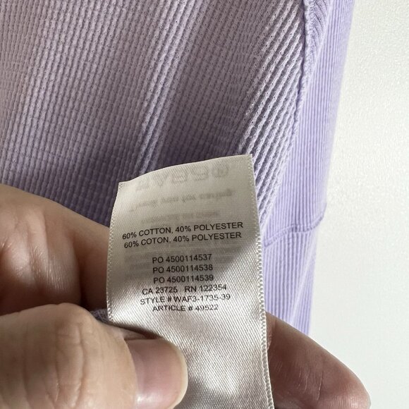 Aritzia TNA Size XXS Alder Thermal Waffle Knit Long Sleeve Lilac‎ Purple Casual - Picture 9 of 12